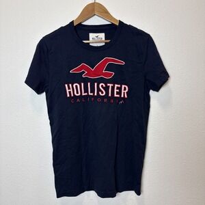 Hollister Logo Graphic Tee Navy Blue NWT Men's Small Model 323-248-0135-200